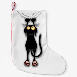 Cat funny Character Scratching Fabric Small Christmas Stocking