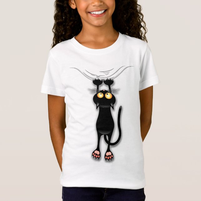 Cat funny Character Scratching Fabric T-Shirt (Front)