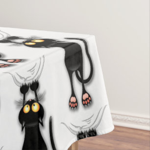 Cat funny Character Scratching Fabric Tablecloth