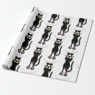 Cat funny Character Scratching Fabric Wrapping Paper
