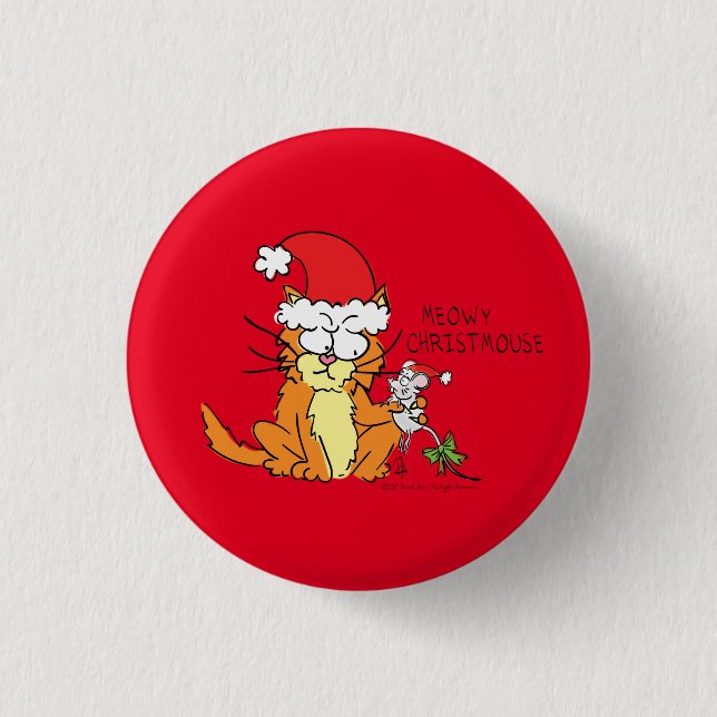 Cat Funny Christmas Cartoon Cute Mouse 3 Cm Round Badge (Front)