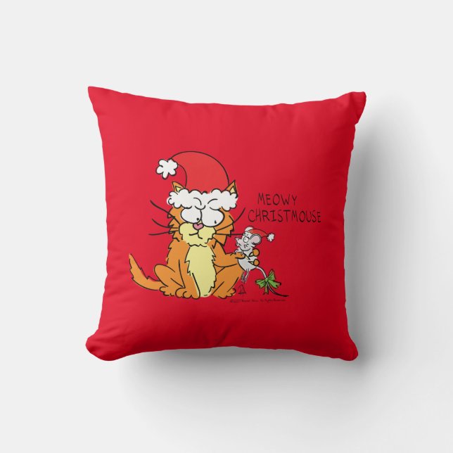 Cat Funny Christmas Cartoon Cute Mouse Cushion (Front)