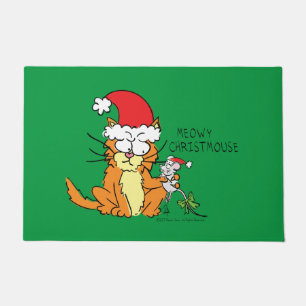 Cat Funny Christmas Cartoon Cute Mouse Doormat