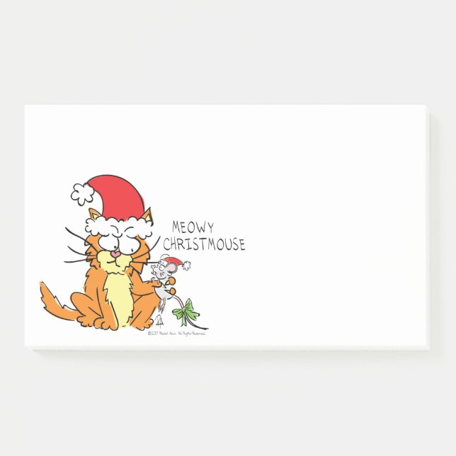 Cat Funny Christmas Cartoon Cute Mouse Post-it Notes (Front)