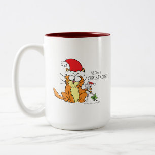 Cat Funny Christmas Cartoon Cute Mouse Two-Tone Coffee Mug