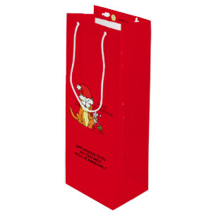 Cat Funny Christmas Cartoon Cute Mouse Wine Gift Bag