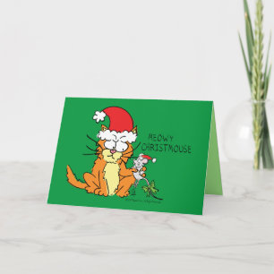 Cat Funny Christmas Cute Mouse Card