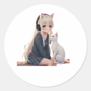 Cat funny classic round sticker