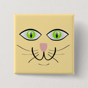 Cat Funny Face Cartoon-29034 15 Cm Square Badge