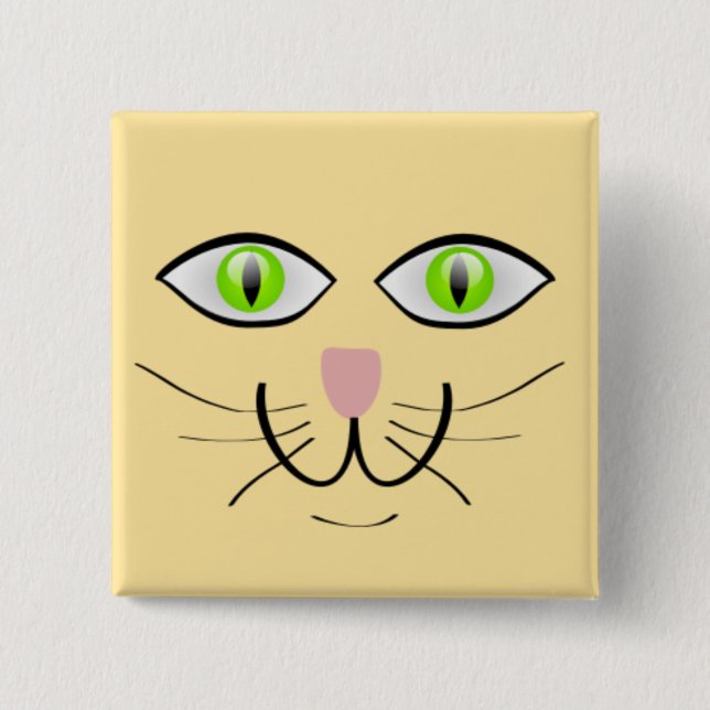 Cat Funny Face Cartoon-29034 15 Cm Square Badge (Front)