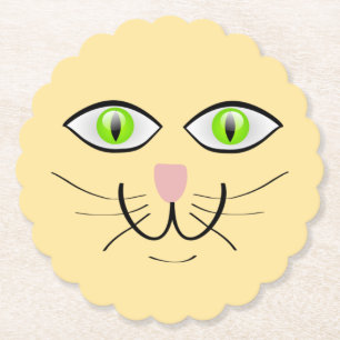 Cat Funny Face Cartoon-29034 Paper Coaster