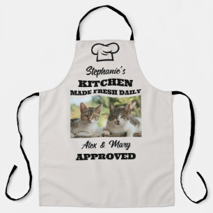 Cat Funny Kitchen Made Fresh Daily approved Custom Apron