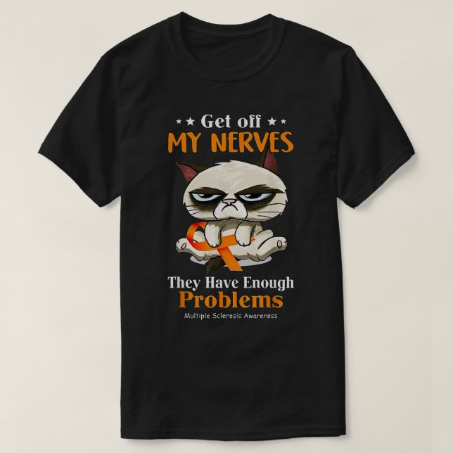 Cat Funny Multiple Sclerosis Awareness T-Shirt (Design Front)