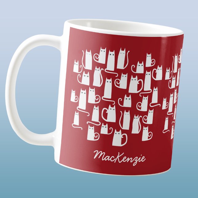 Cat Funny Red White Coffee Mug (Creator Uploaded)