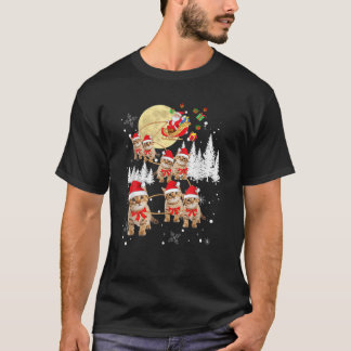Cat Funny Reindeer Christmas Moon Santa T-Shirt
