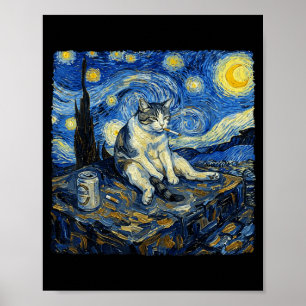 Cat Funny Smoking Cat Meme for Men Women Poster