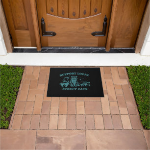 Cat Funny Vintage Racoon Opossum Skunk Doormat