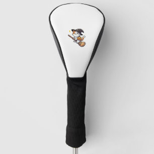 Cat Funny Witch Halloween Costume Broom Stick Boys Golf Head Cover