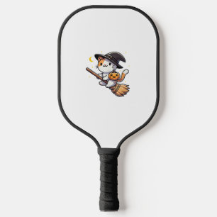 Cat Funny Witch Halloween Costume Broom Stick Boys Pickleball Paddle