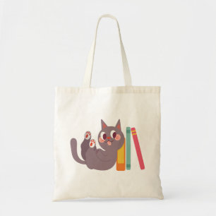 Cat Funny With Book Design Tote Bags