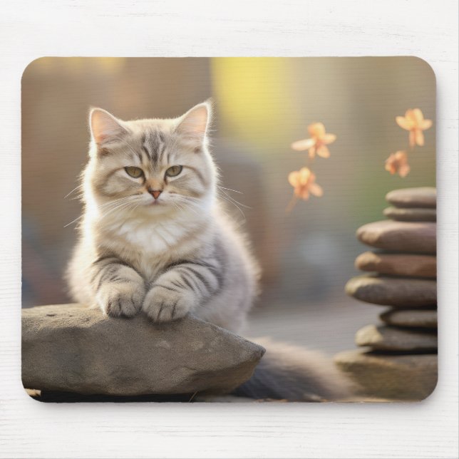 Cat Furry Pet Animal Tranquil Peaceful  Mouse Mat (Front)