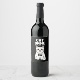 Cat Game Don't Look At The Cat Over Funny Wine Label