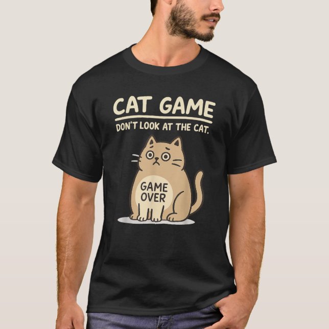 Cat Game Over Funny Cat Owner Hilarious Fat Retro  T-Shirt (Front)