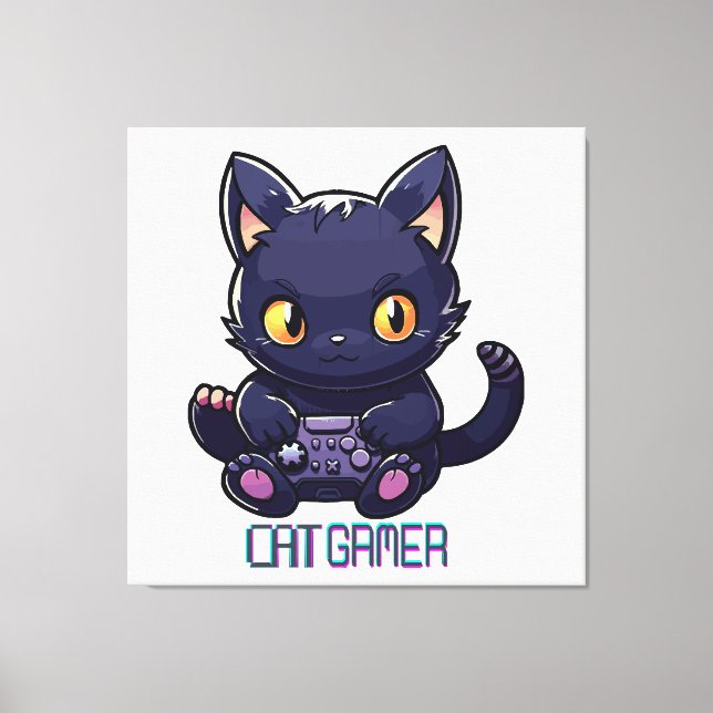 Cat Gamer Canvas Print (Front)