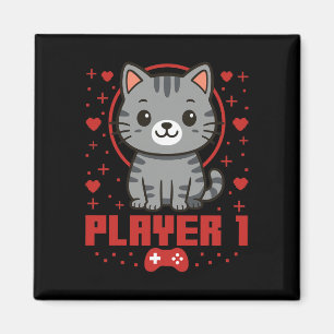 Cat Gamer Couple Cat Retro Pixel Arcade  Magnet