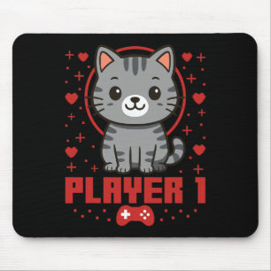 Cat Gamer Couple Cat Retro Pixel Arcade  Mouse Mat