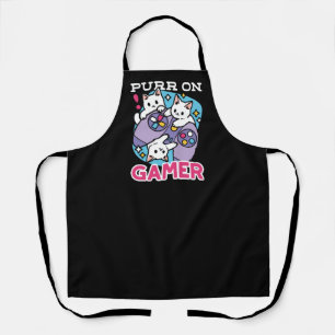 Cat Gamer Design - Purr On Gamer Joystick Art Apron