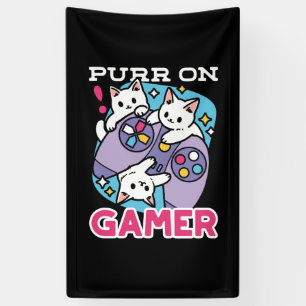 Cat Gamer Design - Purr On Gamer Joystick Art Banner