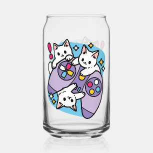  Cat Gamer Design - Purr On Gamer Joystick Art Can Glass