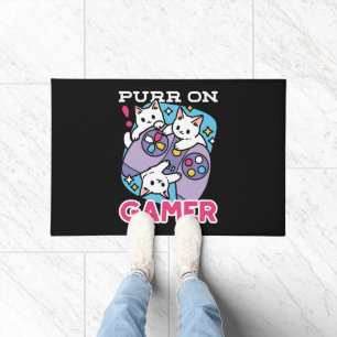 Cat Gamer Design - Purr On Gamer Joystick Art Doormat