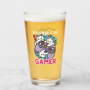 Cat Gamer Design - Purr On Gamer Joystick Art Glass