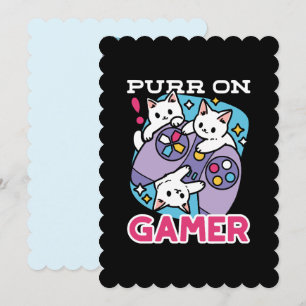 Cat Gamer Design - Purr On Gamer Joystick Art Holiday Card