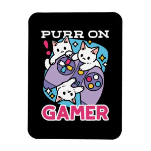 Cat Gamer Design - Purr On Gamer Joystick Art Magnet