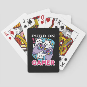 Cat Gamer Design - Purr On Gamer Joystick Art Playing Cards