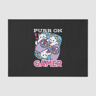 Cat Gamer Design - Purr On Gamer Joystick Art Tissue Paper