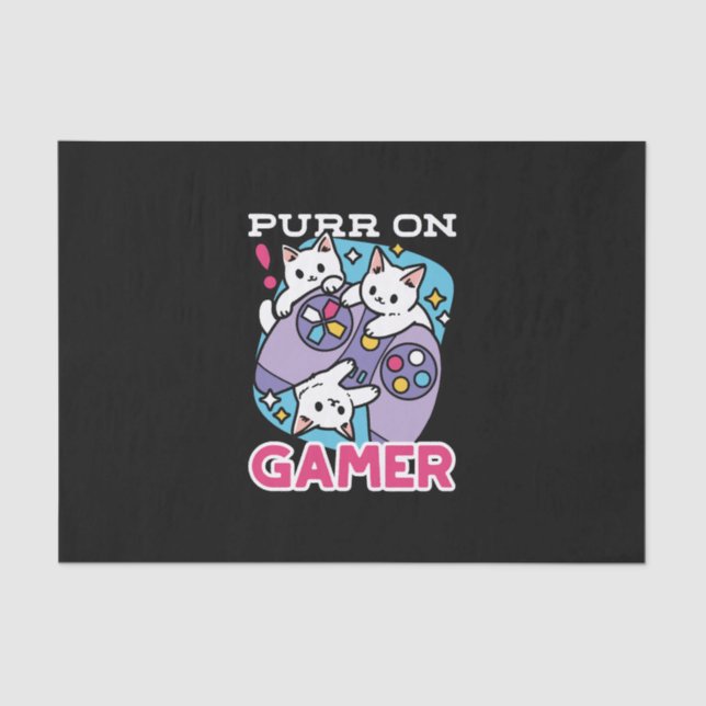  Cat Gamer Design - Purr On Gamer Joystick Art Tissue Paper (Front)