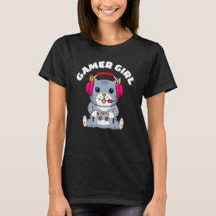 Cat Gamer Girl Gaming Cute Video Game Women Girls T-Shirt