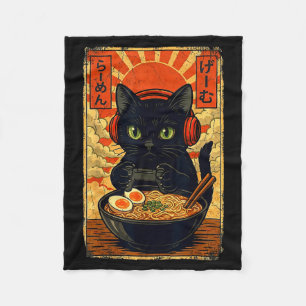 Cat Gamer Men Anime Kawaii Funny Gaming Headset Ca Fleece Blanket