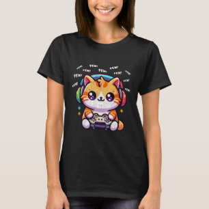 Cat Gamer Pew Funny Video Games Vintage Boys Men G T-Shirt