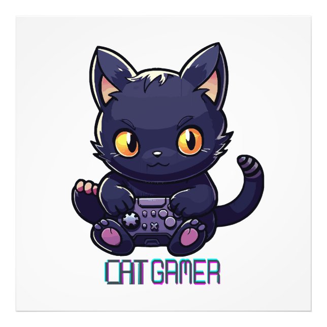 Cat Gamer Photo Print (Front)