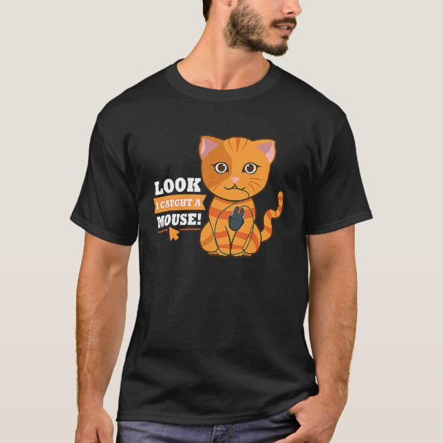 Cat Gamer Player Mouse T-Shirt (Front)