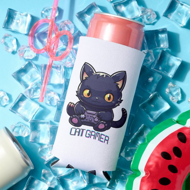 Cat Gamer Seltzer Can Cooler (In Situ Summer)