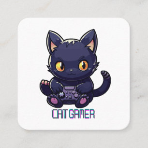 Cat Gamer Square Business Card