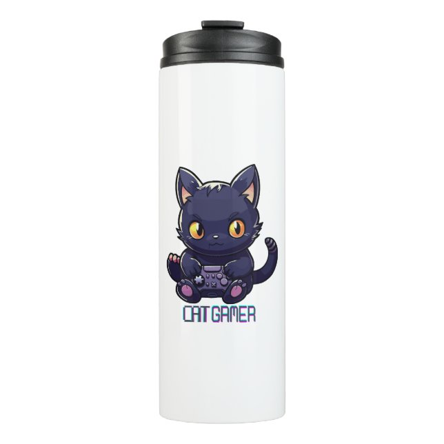 Cat Gamer Thermal Tumbler (Front)