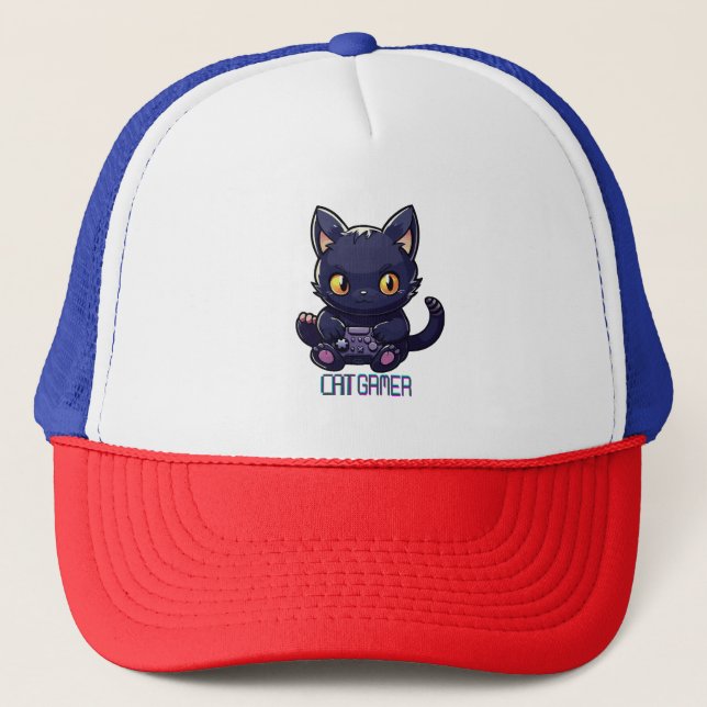 Cat Gamer Trucker Hat (Front)