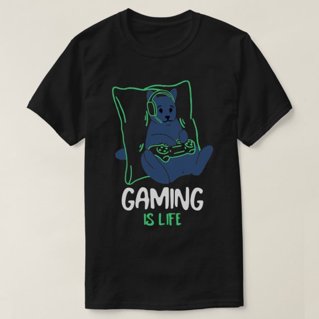Cat Gaming is Life Gamer tshirt (Design Front)